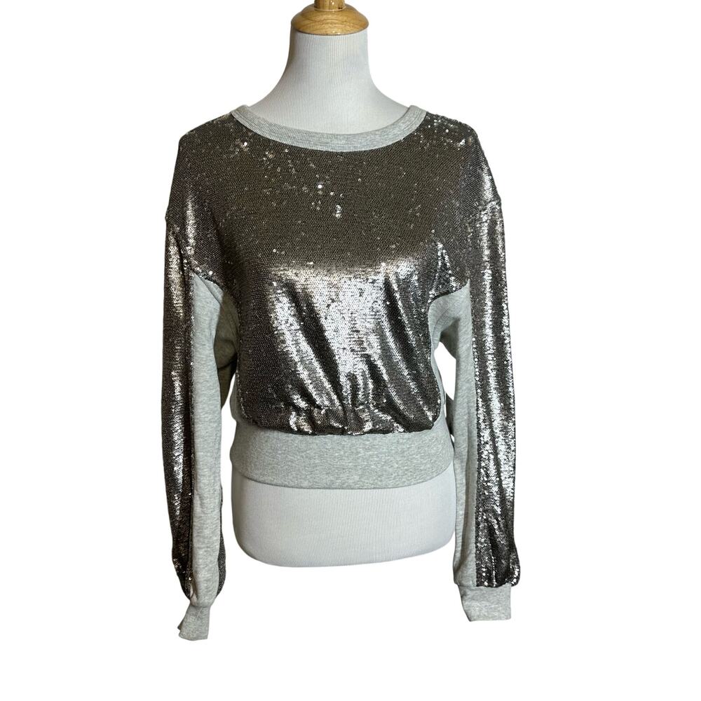 Free People Rise & Shine Sequin Sweatshirt Sz XS NWT